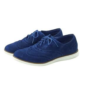 Cole Haan Size 7 B Navy/Ivory Suede Grand OS Wingtip Oxford Shoes Lace Up K18-8